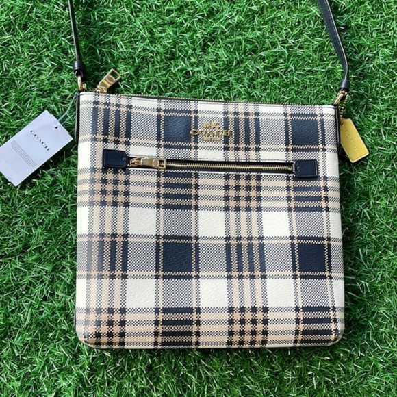 Coach Handbags - Coach Rowan File Bag With Garden Plaid Print